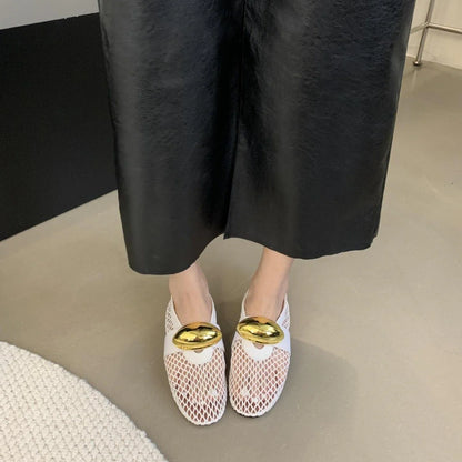 Luxe Mesh Gold Flats