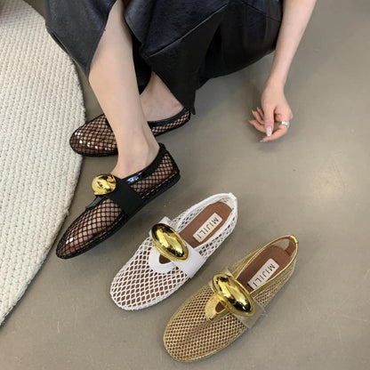 Luxe Mesh Gold Flats