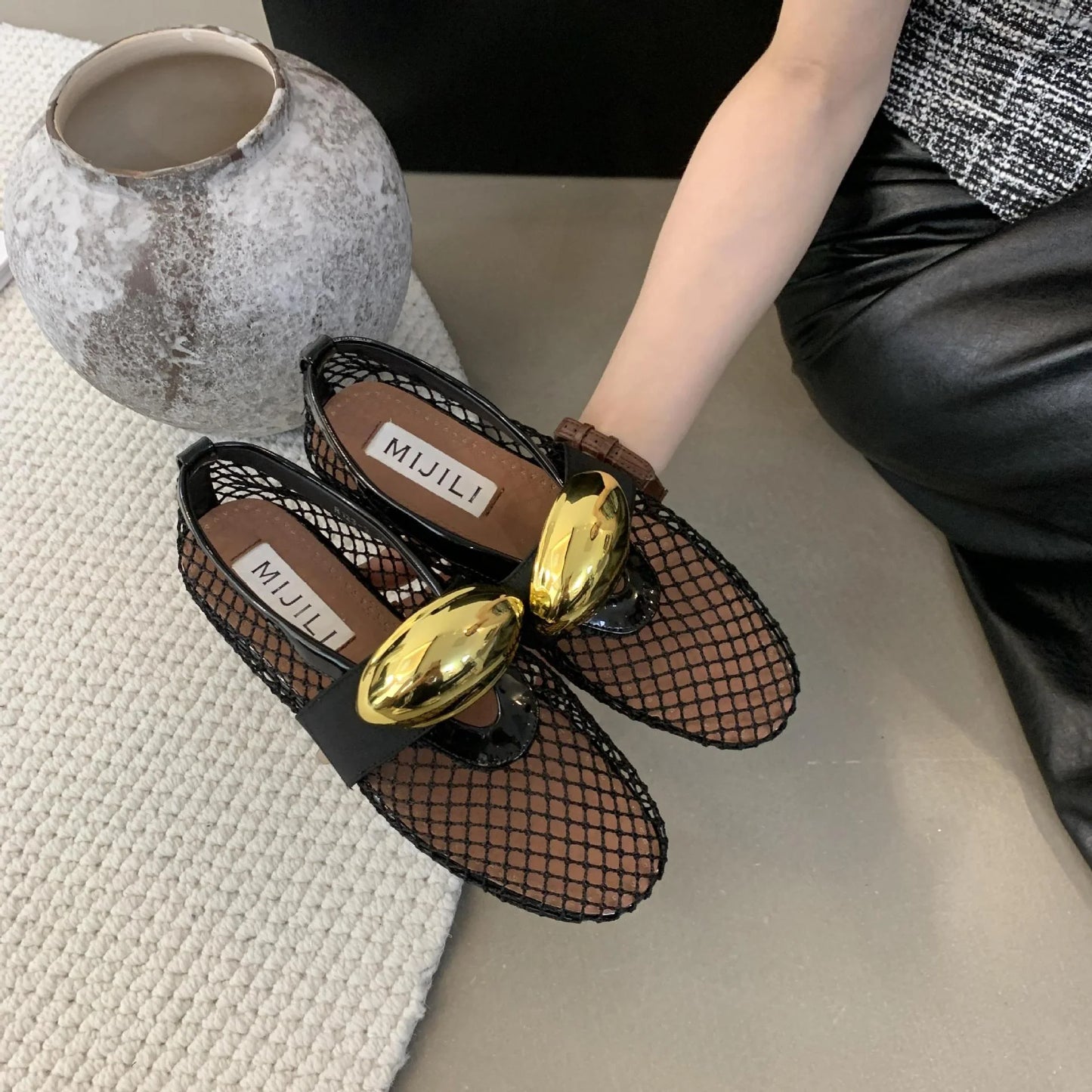 Luxe Mesh Gold Flats
