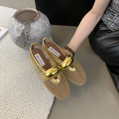 Luxe Mesh Gold Flats